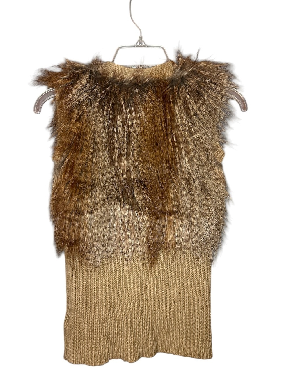 Mayoral Girls Faux Fur Sweater Vest Size 8 Brown Knit Boho Cozy Open Front - Picture 4 of 9